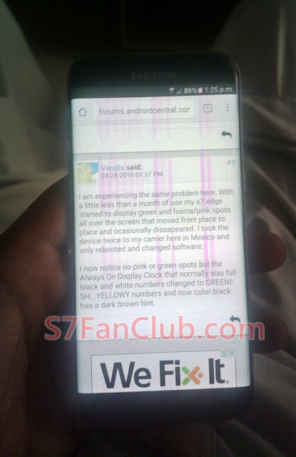 How To Fix Galaxy S7 Edge Pink and Green Tint on AMOLED Screen? | 2016-06-19-4595-5958799