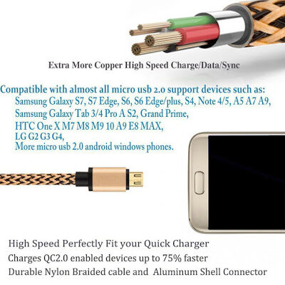 Best Samsung Galaxy S7 Edge Fast Charging Data Cable Review | Micro2BUSB2BCable2B6Ft2B2B22BPack2BGold-Plated2BFast2BCharging2BCable2BSamsung2BGalaxy2BS72BEdge-2072888