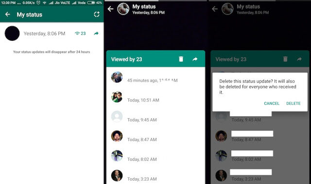 How to Create, Edit, Delete, WhatsApp Status Updates on Galaxy S7 / Edge? | whatsapp-status-updates-samsung-3366492