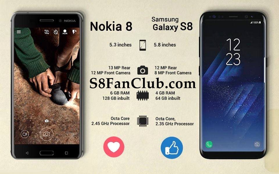 Samsung Galaxy S8 Plus vs. Nokia 8 Comparison - Who's the Winner? | nokia-8-vs-samsung-galaxy-s8-plus